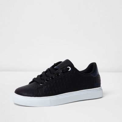 Boys black textured trainers